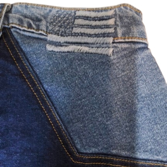 Revice Denim Star Patchwork Flare Jeans High Rise Two Tone Festival Y2K USA 25 - Picture 4 of 12